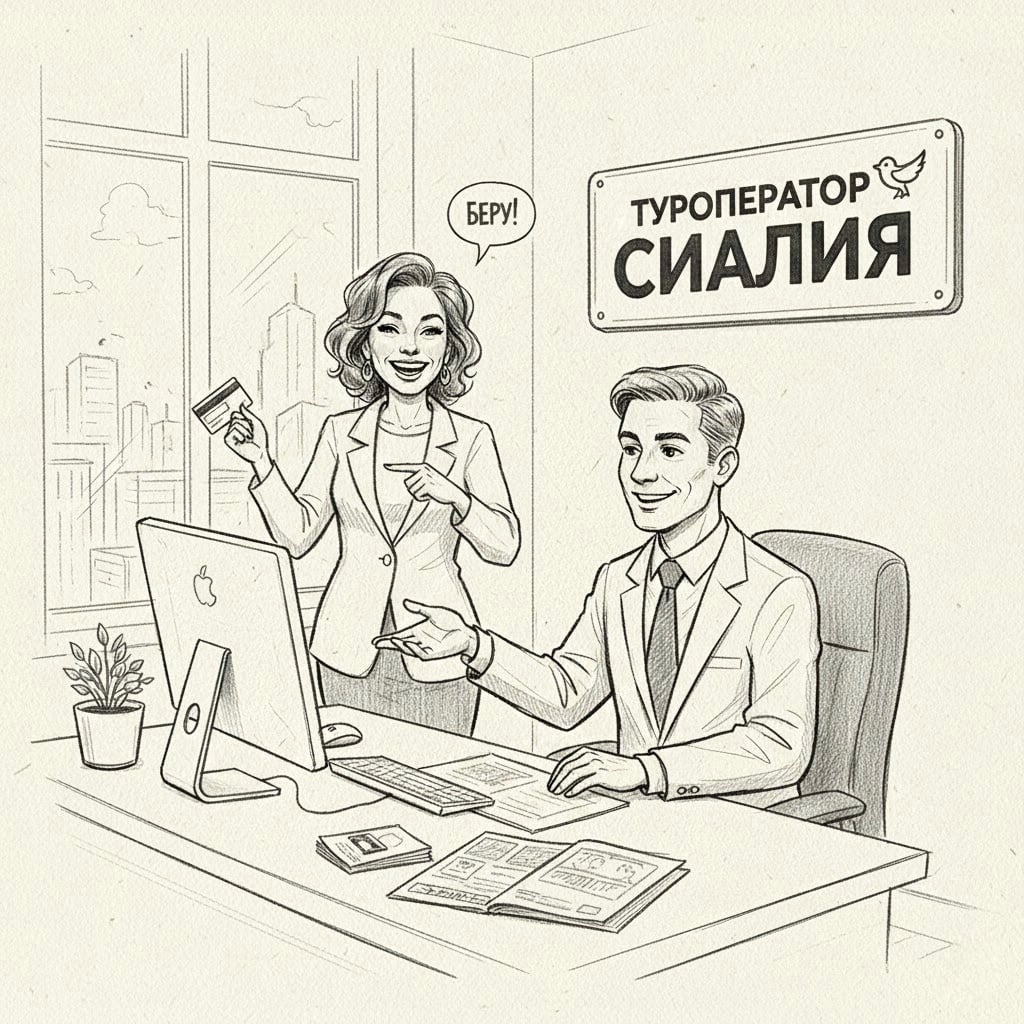 Путешественница в офисе туроператора «Сиалия»